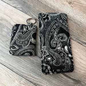 Vera Bradley Black Card Case & Sunglasses Case